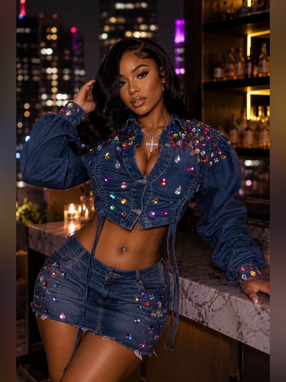 Embellished Baddie Denim Jacket